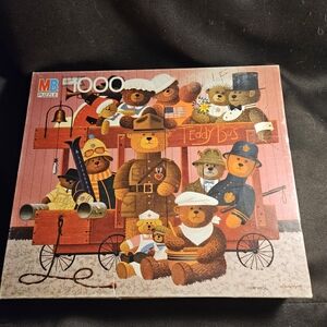 American Teddy Bus 1000 Pc Puzzle Milton Bradley Vintage 1987 Missing Pieces